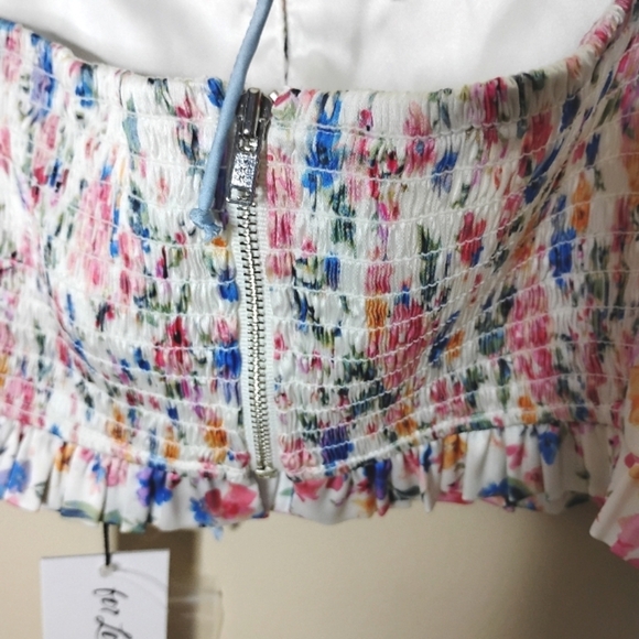 NWT For Love & Lemons Juliet Crop Top XL Floral Puff Sleeve Romantic Coquette - Picture 8 of 11